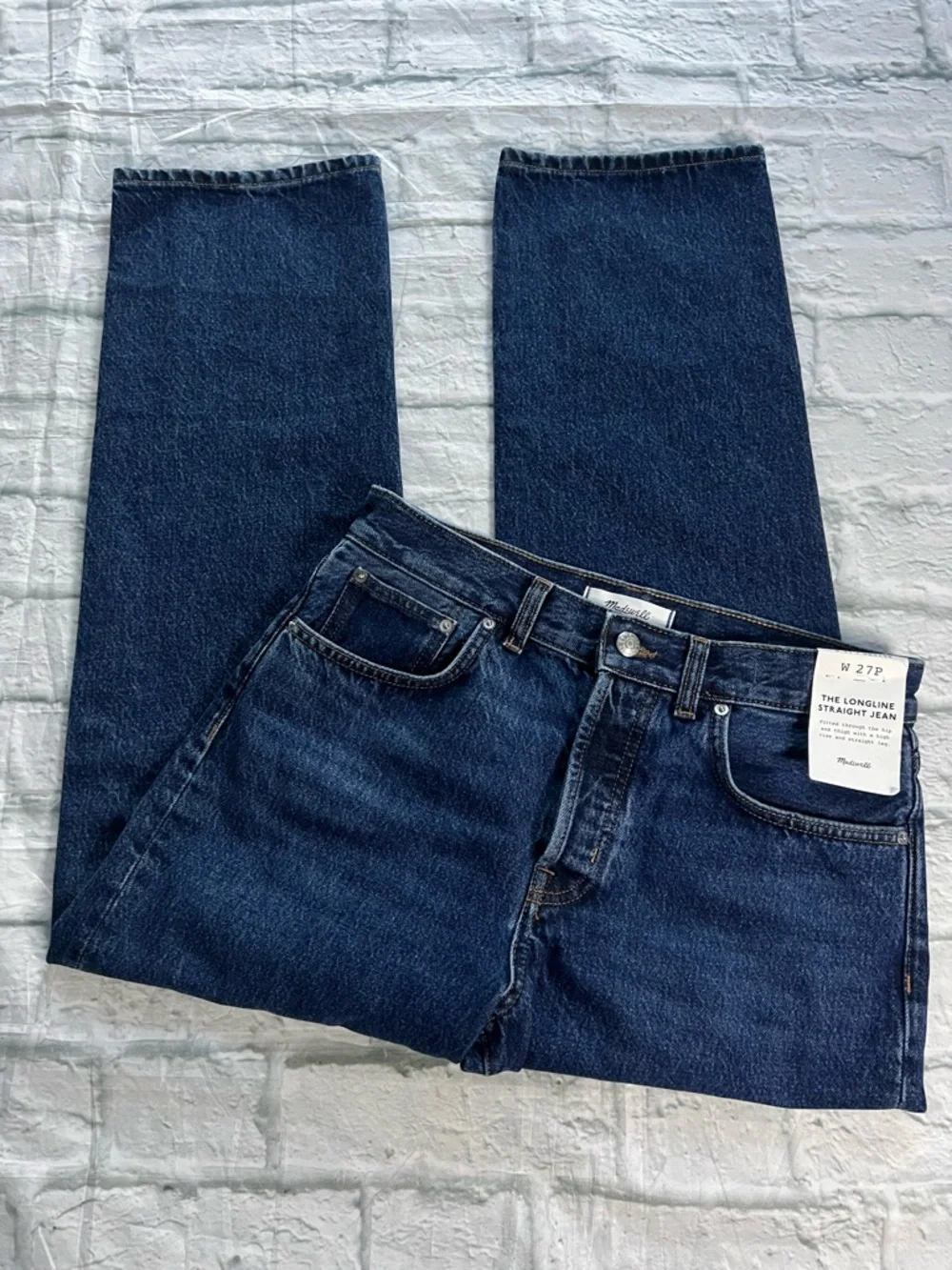 Madewell The Longline Straight Leg Jean High Rise Mckinney Wash NWT 27P